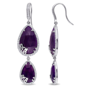 Julianna B 4/5 CT Diamond TW & 24 CT TGW Purple chalcedony Charm Earrings Silver GH SI - 75000002152 | Ice Jewellery Australia