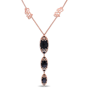 Julianna B Black Onyx & Diamond Necklace in 18K Rose Plated Sterling Silver - 75000002193 | Ice Jewellery Australia