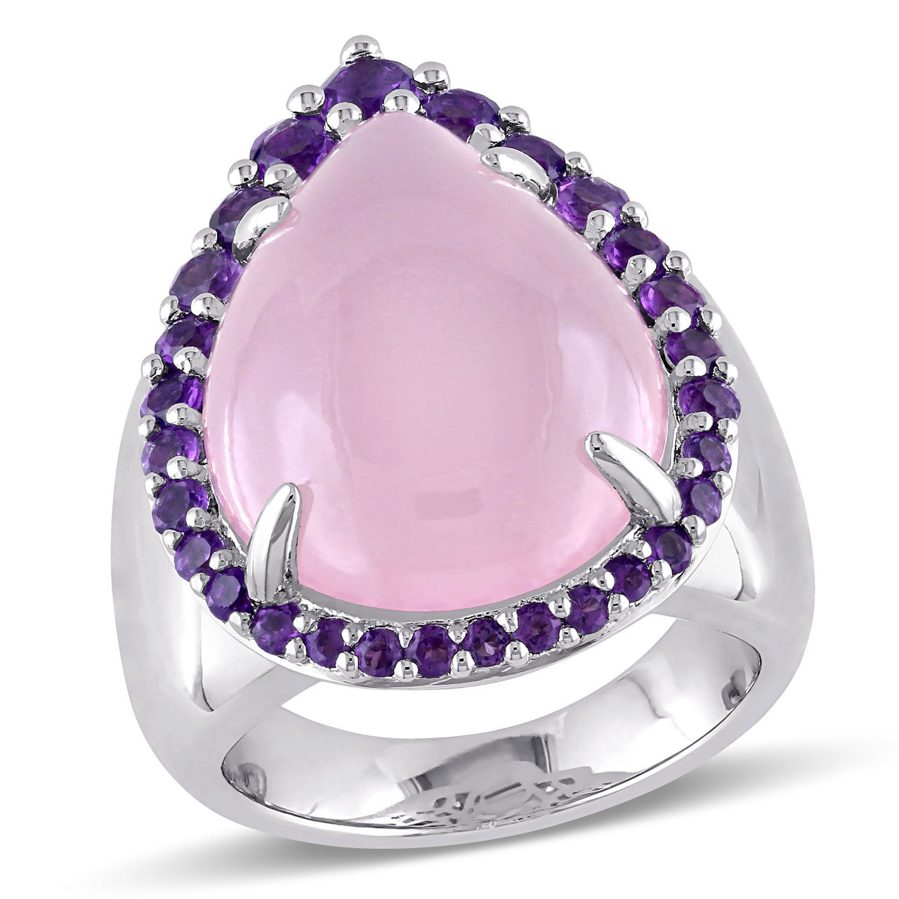 Julianna B Pink Chalcedony & Amethyst Ring in Sterling Silver - 75000002201 | Ice Jewellery Australia