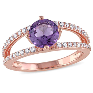Julianna B Diamond & Amethyst Ring in 14k Rose Gold - 75000002205 | Ice Jewellery Australia