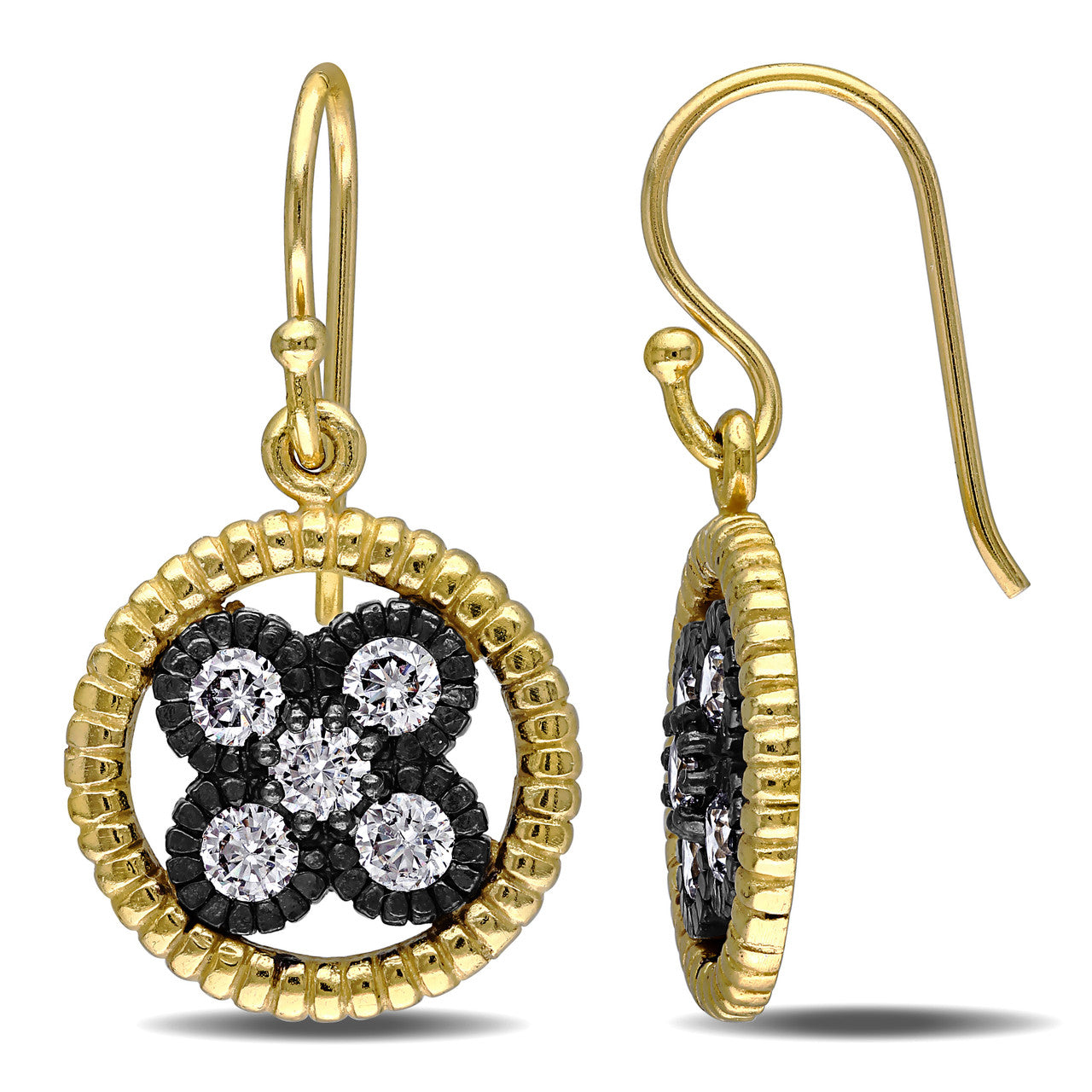 Ice Jewellery 1.80 CT TGW Cubic Zirconia Fashion Earrings Silver Yellow w/ Black Rhodium Plating - 75000002278 | Ice Jewellery Australia