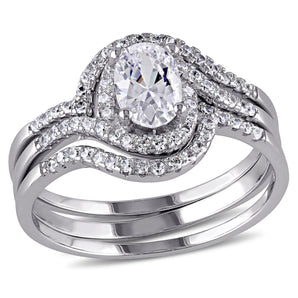 Ice Jewellery Halo Cubic Zirconia Swirl Bridal Set In Sterling Silver - 75000002453 | Ice Jewellery Australia