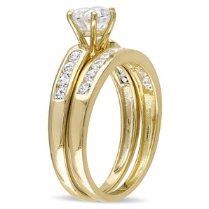 Ice Jewellery Cubic Zirconia Channel Set Bridal Ring Set In Yellow Plated Sterling Silver - 75000002457 | Ice Jewellery Australia