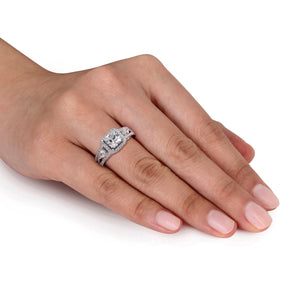 Ice Jewellery Halo Cubic Zirconia Bridal Set In Sterling Silver - 75000002502 | Ice Jewellery Australia
