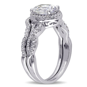 Ice Jewellery Halo Oval Cubic Zirconia Ring Bridal Set In Sterling Silver - 75000002503 | Ice Jewellery Australia