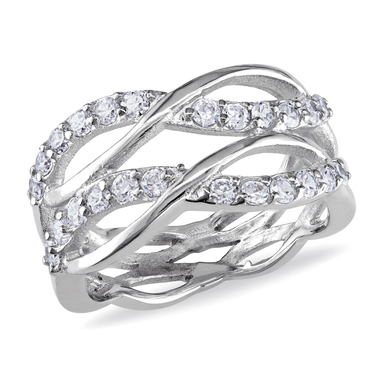 Ice Jewellery Cubic Zirconia Crisscross Ring In Sterling Silver - 75000002598 | Ice Jewellery Australia