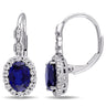 Ice Jewellery 0.04 CT Diamond TW & 3 3/8 CT TGW Created Blue Sapphire White Topaz LeverBack Earrings 14k White Gold GH I1;I2 - 75000002860 | Ice Jewellery Australia