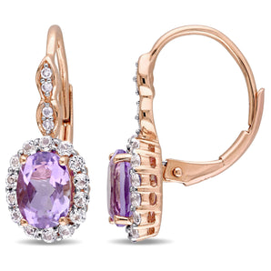 Ice Jewellery 0.04 CT Diamond TW & 2 1/4 CT TGW Amethyst White Topaz LeverBack Earrings 14k Pink Gold GH I1;I2 - 75000002862 | Ice Jewellery Australia