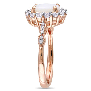 Ice Jewellery 0.05 CT Diamond TW & 1 1/2 CT TGW Opal White Topaz Fashion Ring 14k Pink Gold GH I1;I2 - 75000002873 | Ice Jewellery Australia