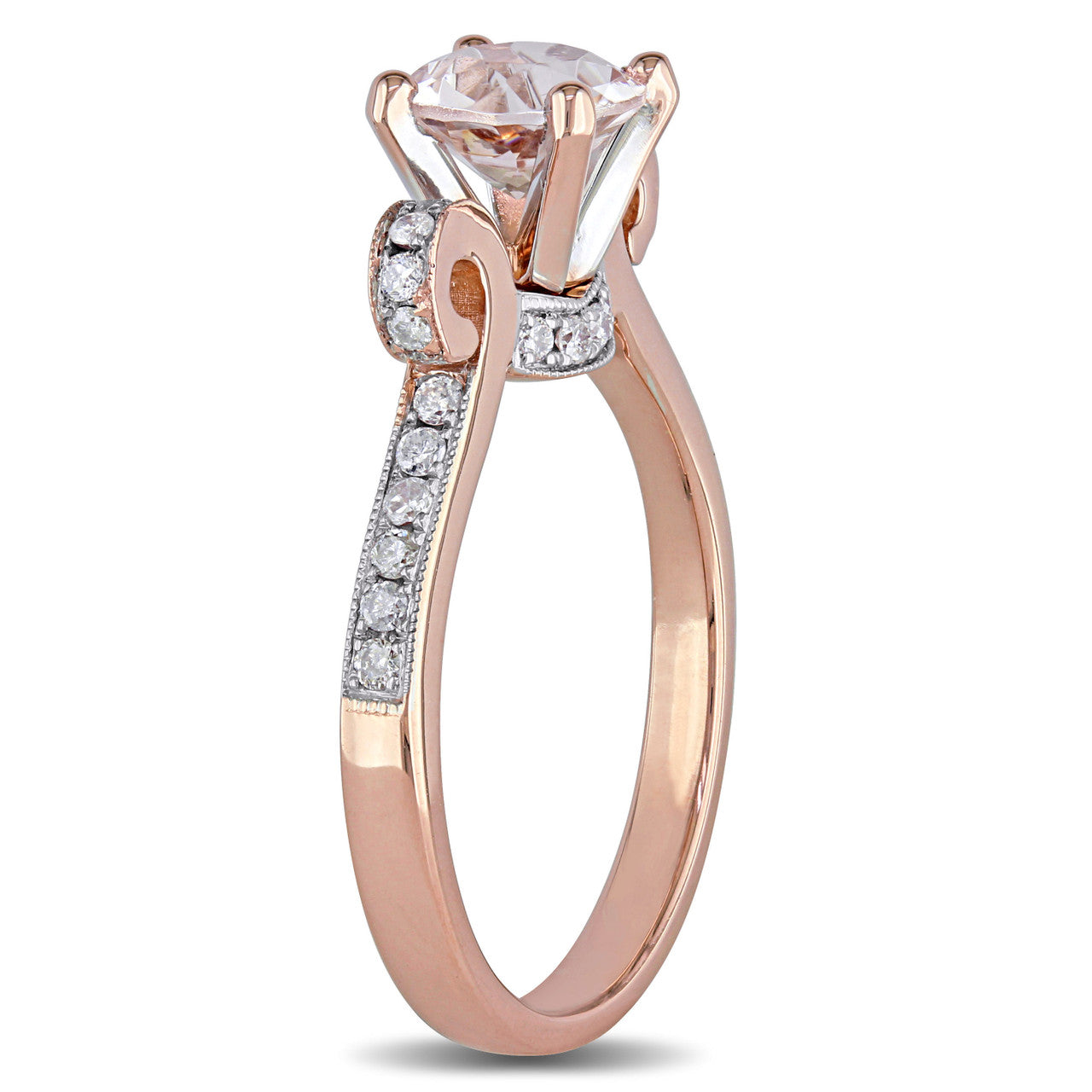 Ice Jewellery 1/4 CT Diamond TW & 4/5 CT TGW Morganite Engagement Ring 14k Pink Gold GH I1;I2 - 75000003754 | Ice Jewellery Australia