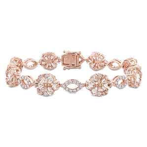 Ice Jewellery 1 1/4 CT Diamond TW & 12 1/2 CT TGW Morganite White Sapphire Fashion Bracelet 14k Pink Gold GH SI Length (inches): 7 - 75000003759 | Ice Jewellery Australia