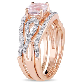 Ice Jewellery 1/4 CT TDW Diamond & 4/5 CT TGW Morganite Infinity Bridal Ring Set in 10K Rose Gold GH I1;I2 - 75000003775 | Ice Jewellery Australia