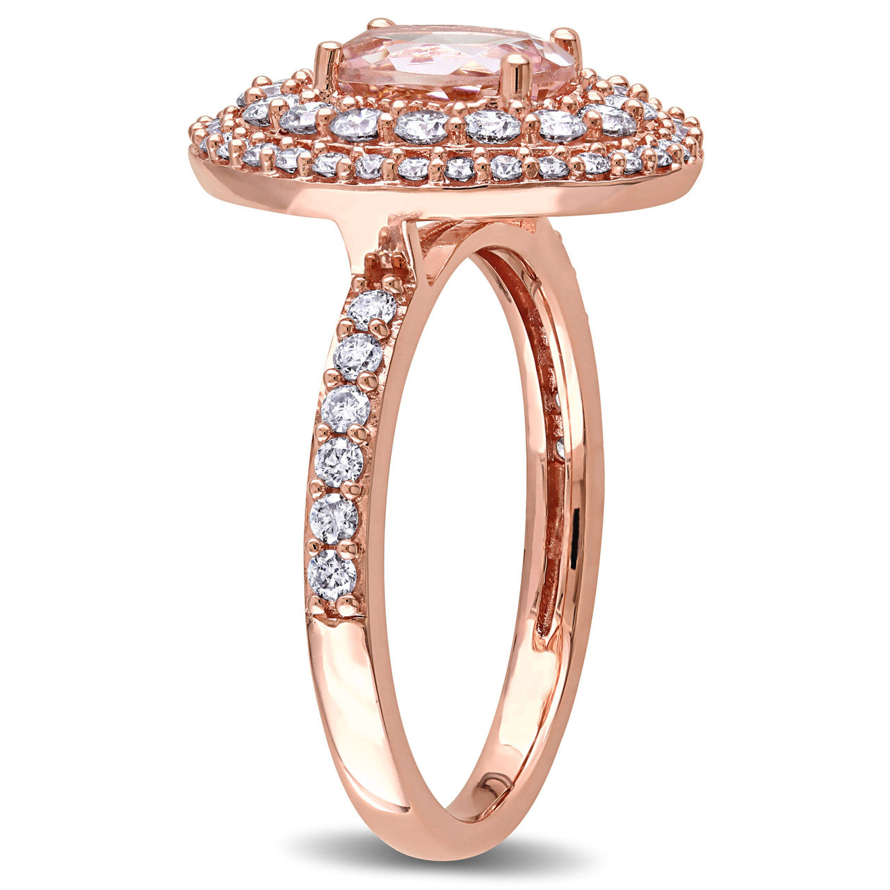 Ice Jewellery 7/8 CT Diamond TW And 1 1/7 CT TGW Morganite Fashion Ring 14k Pink Gold GH I1;I2 - 75000003778 | Ice Jewellery Australia