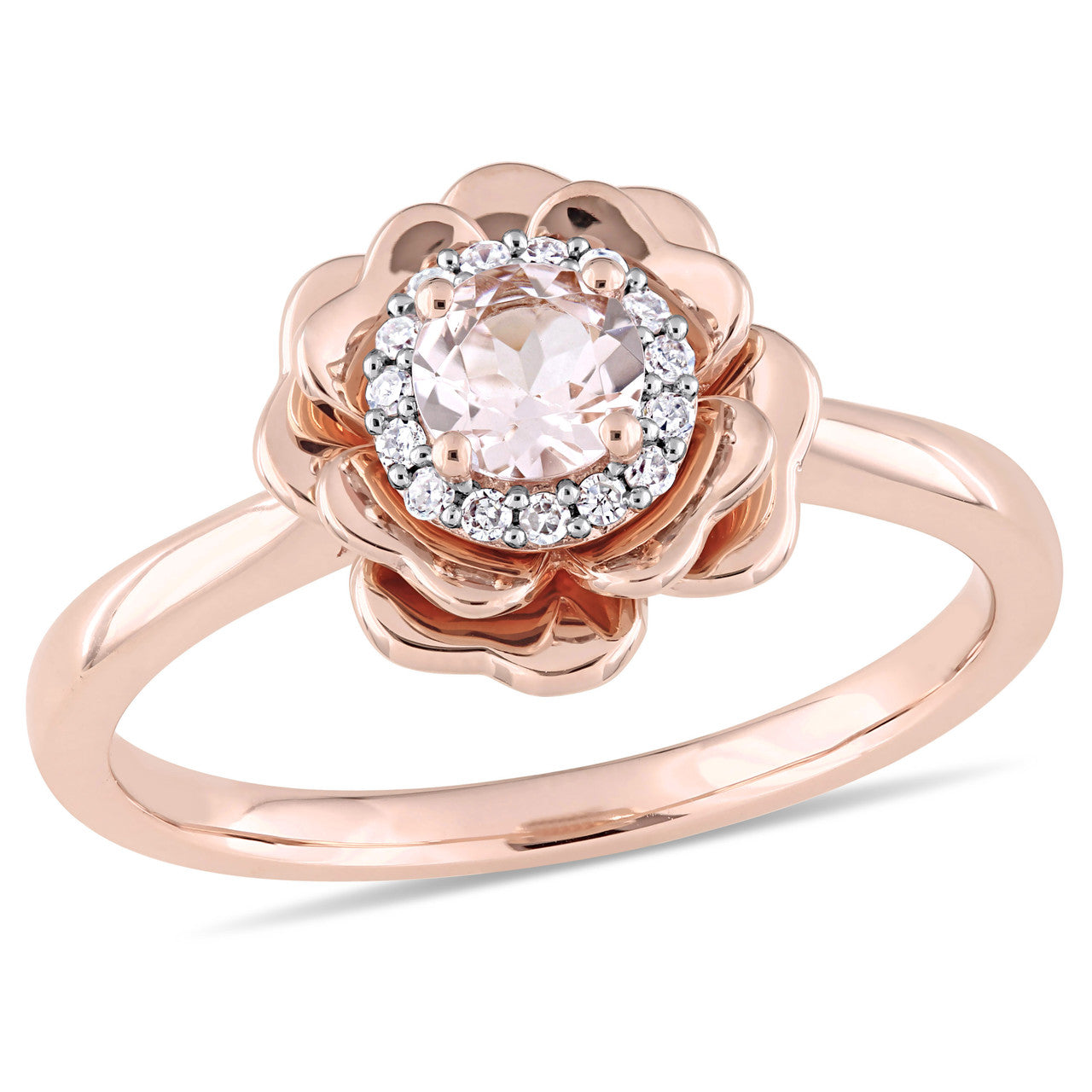 Ice Jewellery 1/10 CT Diamond & 1/3 CT Morganite Fashion Ring 10k Pink Gold - 75000003782 | Ice Jewellery Australia