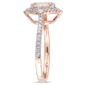 Ice Jewellery 1/4 CT Diamond TW & 1 1/3 CT TGW Morganite White Sapphire Engagement Ring 10k Pink Gold GH I2;I3 - 75000003797 | Ice Jewellery Australia