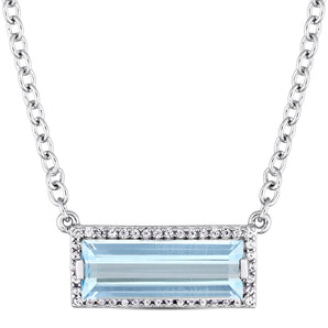 Ice Jewellery Blue Topaz & White Sapphire Halo Necklace in Sterling Silver - 75000003821 | Ice Jewellery Australia