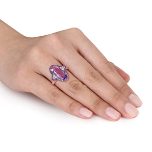 Ice Jewellery Amethyst, African Amethyst & White Topaz Ring in Rose Plated Sterling Silver - 75000003852 | Ice Jewellery Australia