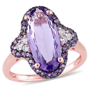 Ice Jewellery Amethyst, African Amethyst & White Topaz Ring in Rose Plated Sterling Silver - 75000003852 | Ice Jewellery Australia