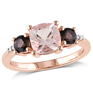 Ice Jewellery 0.02 CT Diamond TW & 2 1/7 CT TGW Morganite Smokey Quartz Fashion Ring Pink Silver GH I1;I2 - 75000003864 | Ice Jewellery Australia