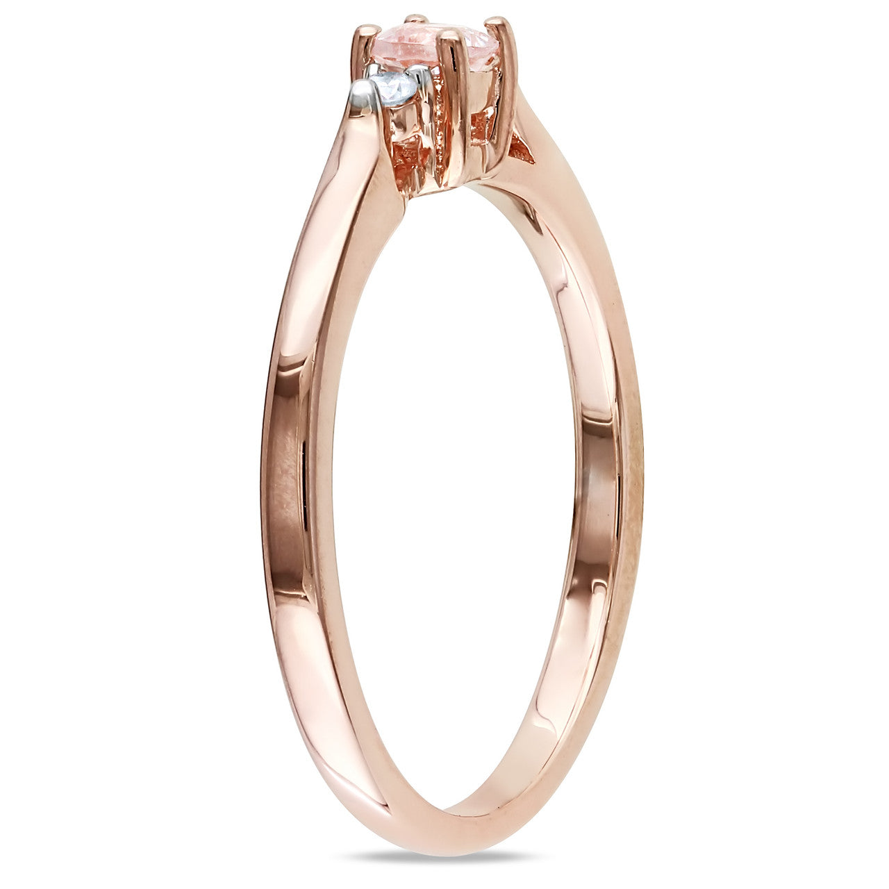 Ice Jewellery Round Cut Morganite and Diamond Accent Ring in Rose Plated Sterling Silver - 75000003873 | Ice Jewellery Australia