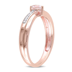 Ice Jewellery Morganite and Diamond Accent Heart Ring in Rose Plated Sterling Silver - 75000003875 | Ice Jewellery Australia