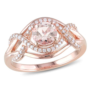 Ice Jewellery 1/5 CT Diamond TW And 4/5 CT TGW Morganite Fashion Ring Pink Silver GH I2;I3 - 75000003883 | Ice Jewellery Australia