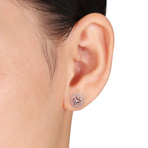 Ice Jewellery 1/10 CT Diamond TW & 1 3/4 CT TGW Morganite Ear Pin Earrings Pink Silver GH I2;I3 - 75000003886 | Ice Jewellery Australia