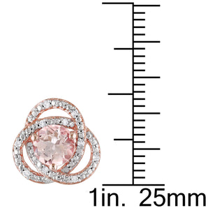 Ice Jewellery 1/10 CT Diamond TW & 1 3/4 CT TGW Morganite Ear Pin Earrings Pink Silver GH I2;I3 - 75000003887 | Ice Jewellery Australia