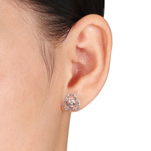 Ice Jewellery 1/10 CT Diamond TW & 1 3/4 CT TGW Morganite Ear Pin Earrings Pink Silver GH I2;I3 - 75000003887 | Ice Jewellery Australia