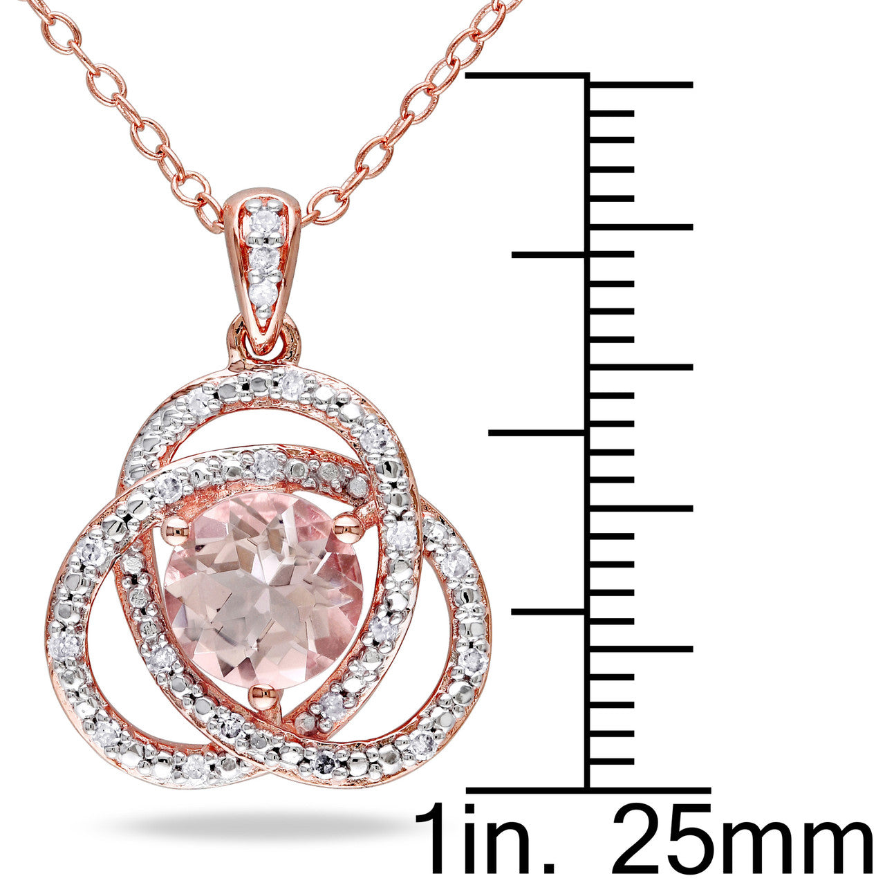 Ice Jewellery 1/10 CT Diamond TW & 1 1/6 CT TGW Morganite Fashion Pendant With Chain Pink Silver GH I2;I3 - 75000003890 | Ice Jewellery Australia