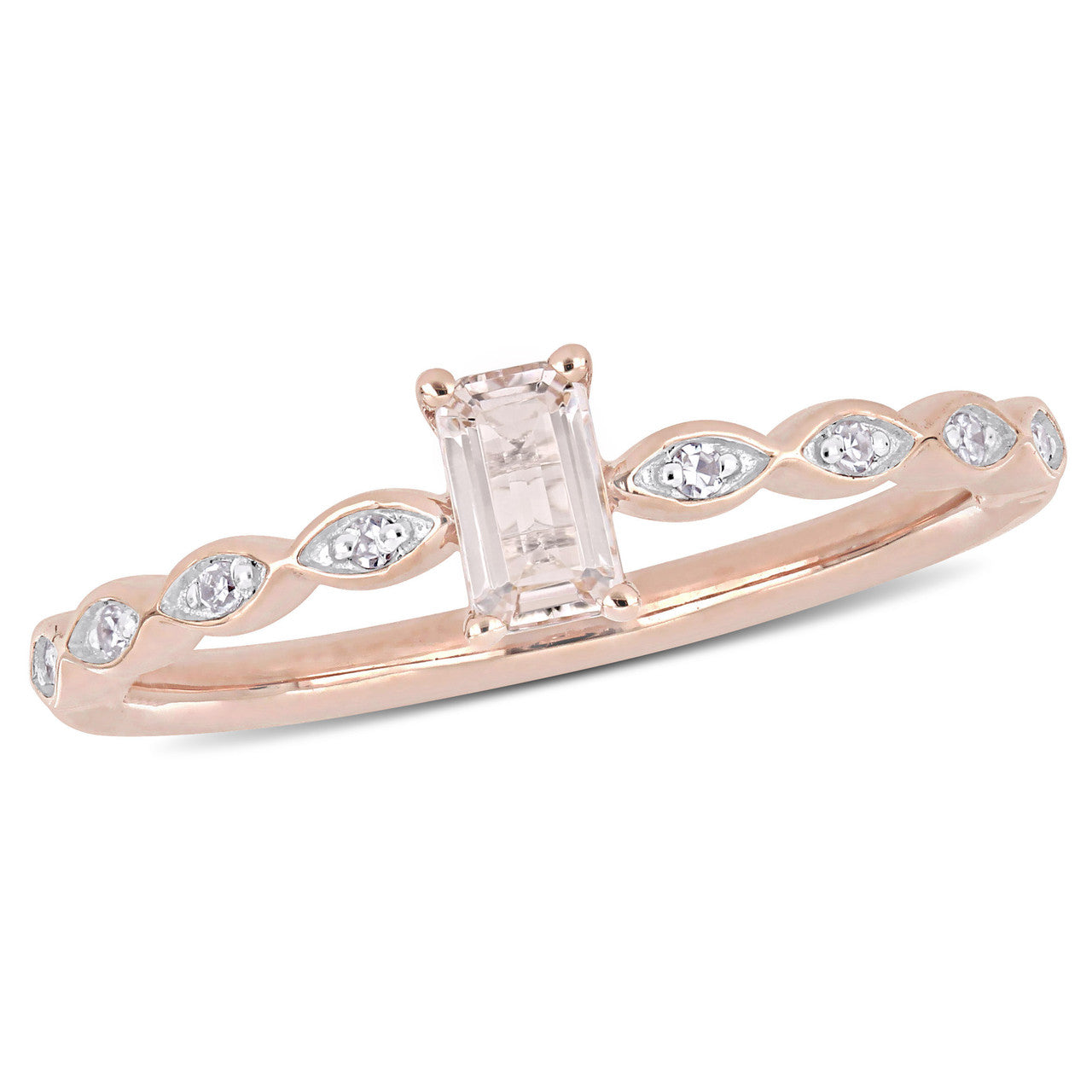 Ice Jewellery 0.04 CT Diamond TW And 1/3 CT TGW Morganite Fashion Ring 10k Pink Gold GH I2;I3 - 75000004004 | Ice Jewellery Australia