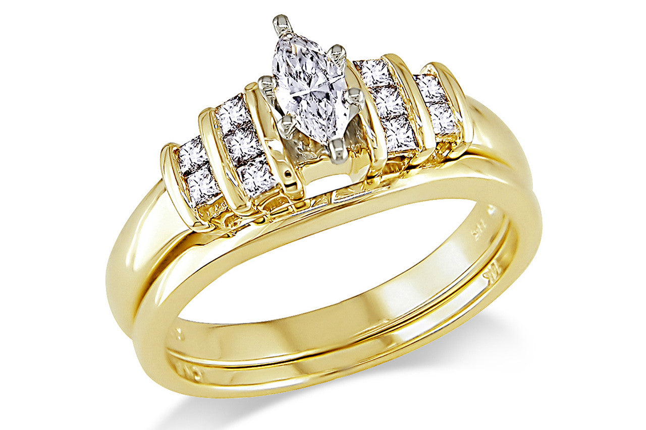 Ice Jewellery 1/2 CT Marquise & Princess Diamonds TW Bridal Set Ring 14k White Yellow Gold GH I1;I2 - 7500040121 | Ice Jewellery Australia
