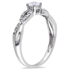 Ice Jewellery 1/10 CT Diamond TW & 1/4 CT TGW Created White Sapphire Ring 10k White Gold GH I2;I3 - 7500040123 | Ice Jewellery Australia