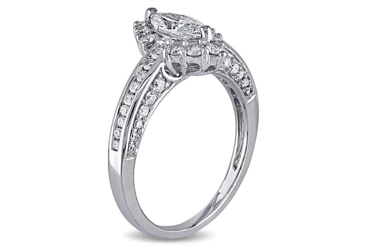 Ice Jewellery 1 1/4 CT Marquise and Round Diamonds TW Ring 14k White Gold GH I1;I2 - 7500040148 | Ice Jewellery Australia