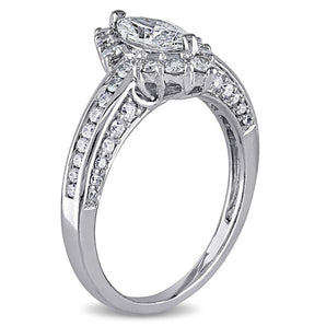 Ice Jewellery 1 1/4 CT Marquise and Round Diamonds TW Ring 14k White Gold GH I1;I2 - 7500040148 | Ice Jewellery Australia
