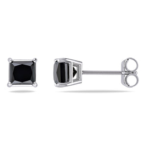 Ice Jewellery 10KW 1ct TDW Princess Cut Black Diamond Solitaire Earrings - 7500043761 | Ice Jewellery Australia