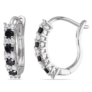 Ice Jewellery 1/2 CT Black and White Diamond TW Cuff Earrings 10k White Gold GH I2;I3 - 7500043803 | Ice Jewellery Australia