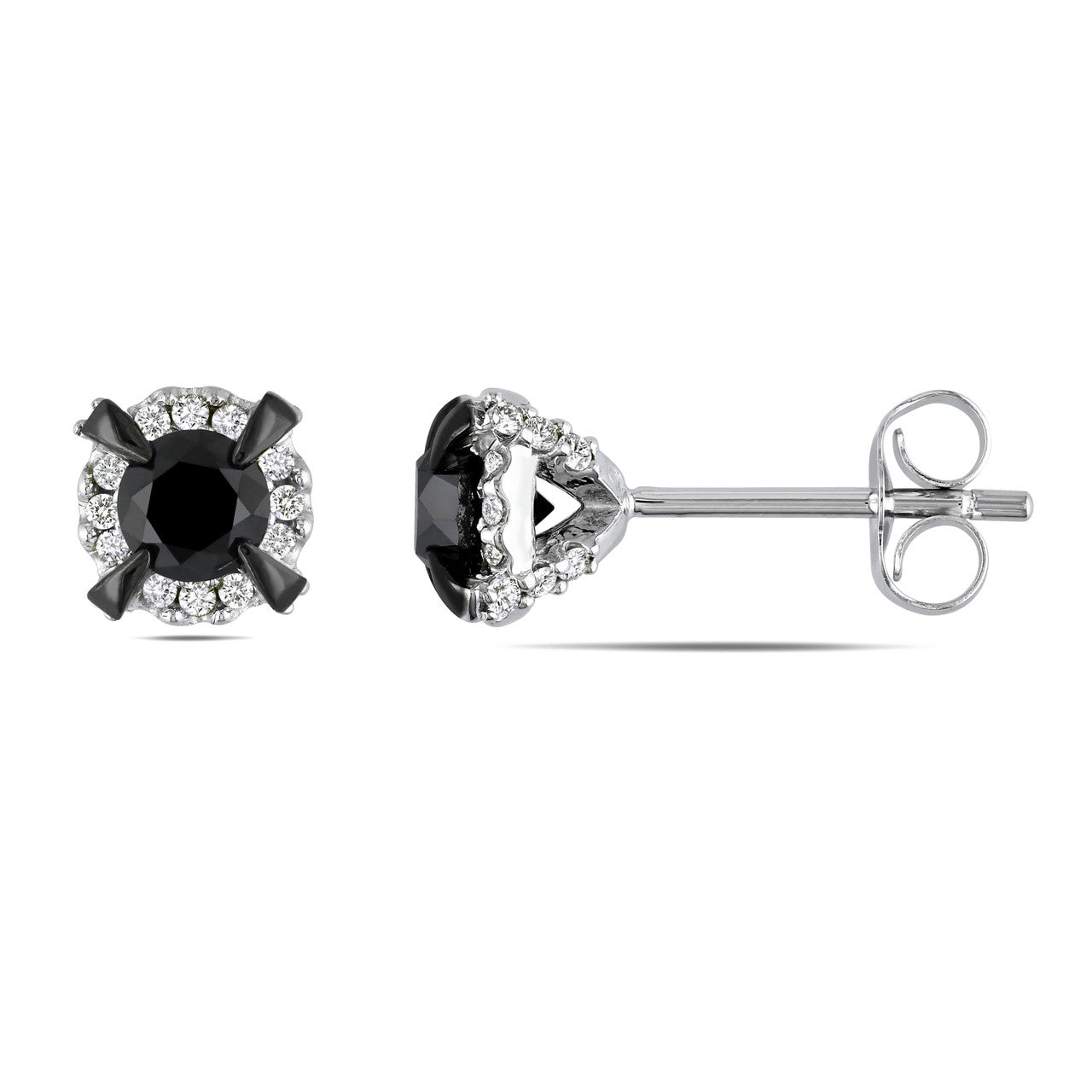 Ice Jewellery 1 CT Black & White Diamond TW Ear Pin Earrings 10k White Gold GH I2;I3 Black Rhodium Plated - 7500043865 | Ice Jewellery Australia