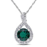 Ice Jewellery 1/5 CT Diamonds & 1 1/2 CT Created Emerald Pendant With Chain 10k White Gold GH I2;I3 - 7500050371 | Ice Jewellery Australia