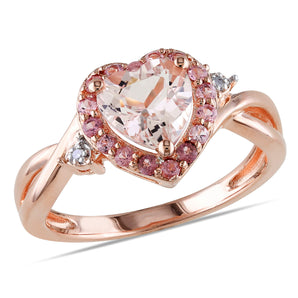 Ice Jewellery 0.01 CT Diamond TW & 1 1/3 CT TGW Morganite Pink Tourmaline Fashion Ring Pink Silver GH I2;I3 - 7500050416 | Ice Jewellery Australia