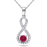 Ice Jewellery 1/10 CT Diamond TW & 0.59 CT TGW Created Ruby Fashion Pendant With Chain 10k White Gold GH I2;I3 - 7500052200 | Ice Jewellery Australia