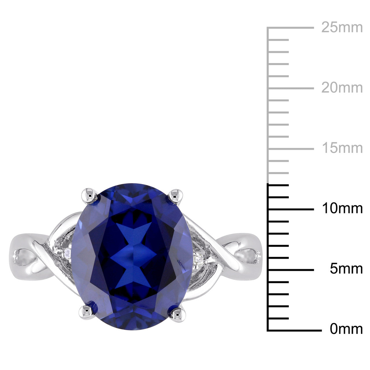 Ice Jewellery 7 1/2 Carat Oval Created Sapphire & Diamond Cocktail Ring in Sterling Silver - 7500081123 | Ice Jewellery Australia