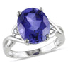 Ice Jewellery 7 1/2 Carat Oval Created Sapphire & Diamond Cocktail Ring in Sterling Silver - 7500081123 | Ice Jewellery Australia