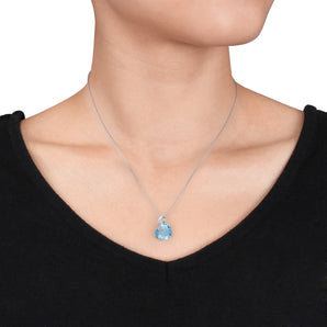 Ice Jewellery 6 Carat Blue Topaz & Diamond Accent Pendant in 10K White Gold - 7500081222 | Ice Jewellery Australia