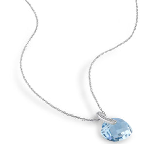 Ice Jewellery 6 Carat Blue Topaz & Diamond Accent Pendant in 10K White Gold - 7500081222 | Ice Jewellery Australia