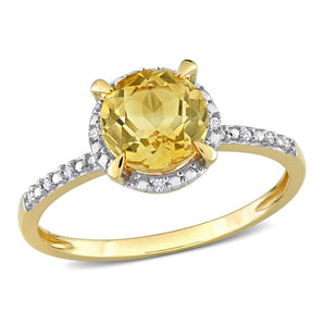 Ice Jewellery 0.05 Carat Diamond & 1 1/4 Carat Citrine Ring in 10K Yellow Gold - 7500081280 | Ice Jewellery Australia