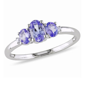 Ice Jewellery 3/4 Carat Tanzanite & Diamond Ring in 10K White Gold - 7500693244 | Ice Jewellery Australia