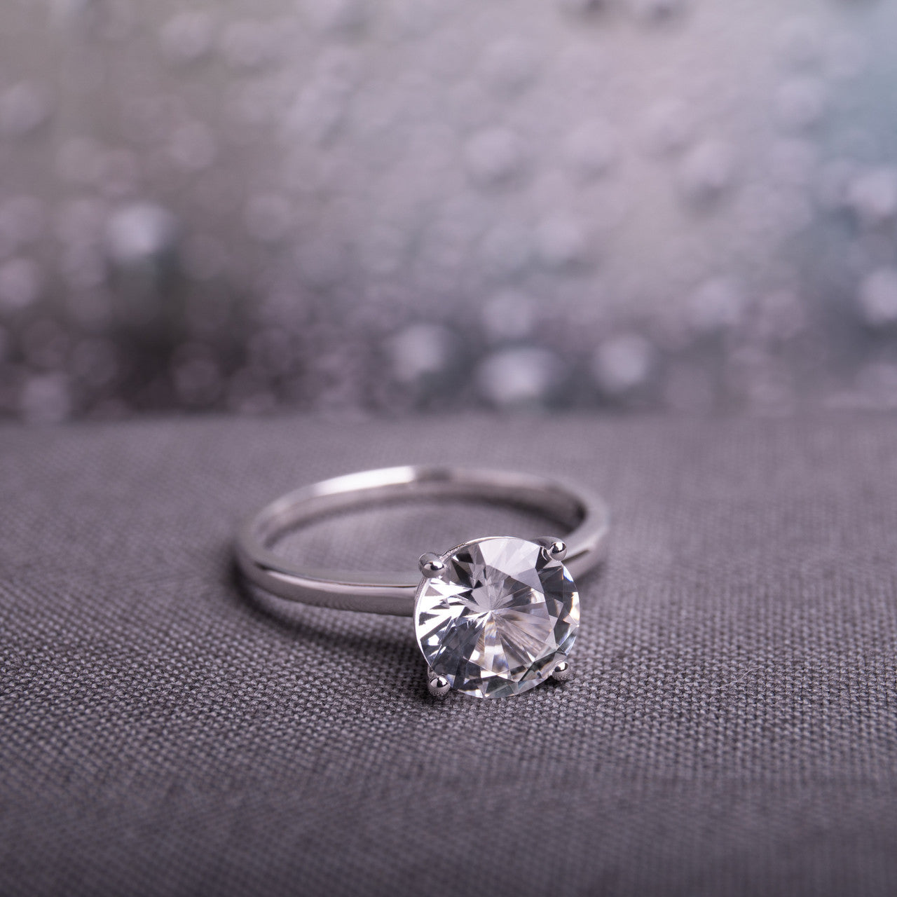Ice Jewellery 2 1/5 Carat Created White Sapphire Engagement Ring in 10K White Gold - 7500694609 | Ice Jewellery Australia