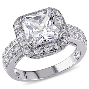 Ice Jewellery 8x8mm Square & 1.3mm CZ Engagement Ring in Silver - 7500696108 | Ice Jewellery Australia