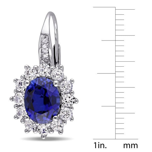 Ice Jewellery 8 1/10 Carat Created Blue and White Sapphire & Diamond Sterling Silver Earrings. - 7500706708 | Ice Jewellery Australia